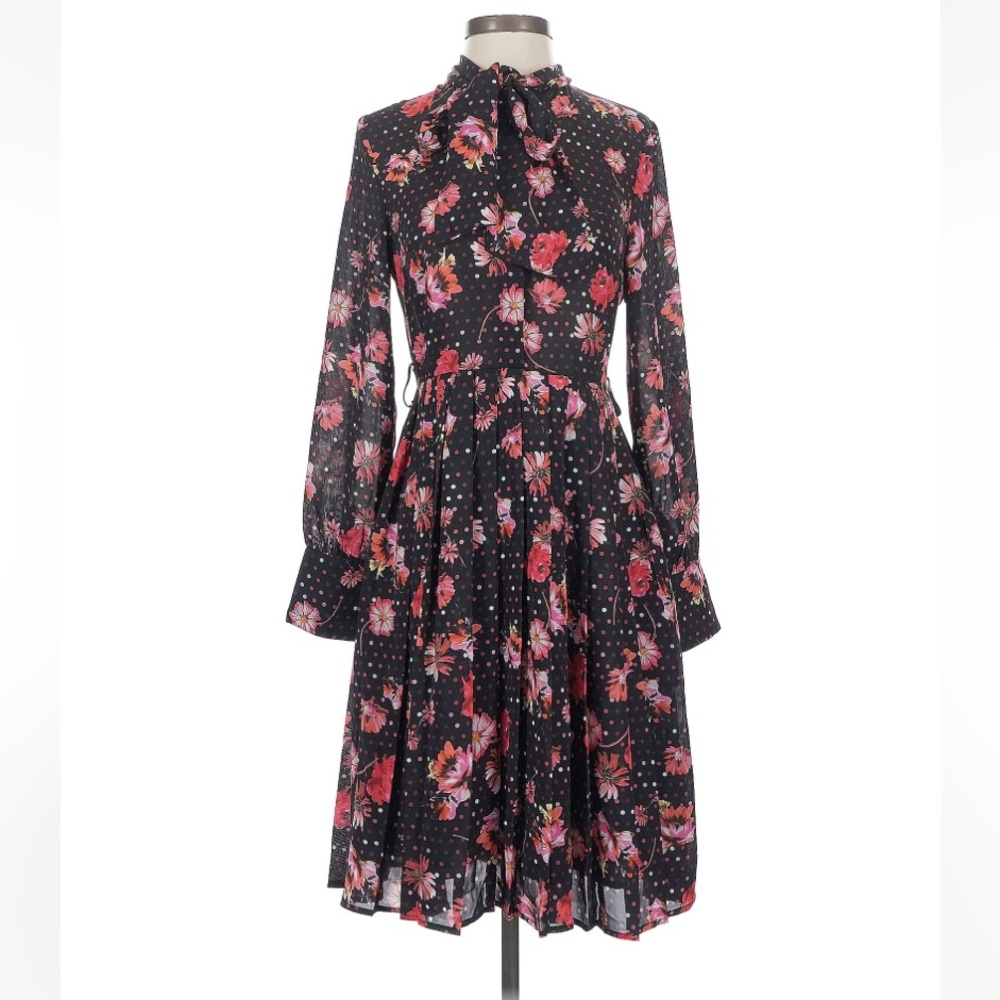 Gracia Black and Pink Floral Long Sleeve Dress!